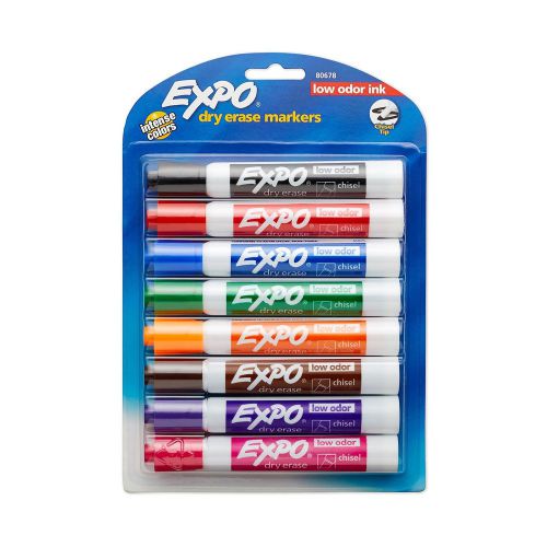 Expo 2 Low-Odor Dry Erase Markers Chisel Tip 8-Pack Assorted Colors (80678)