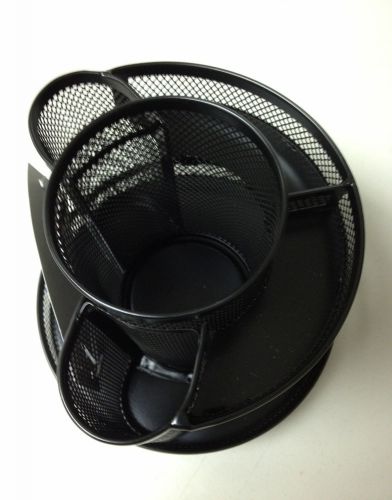 NEW ROLODEX BLACK WIRE MESH SPINNING DESK SORTER #1773083 W EXTRA SUPPLIES