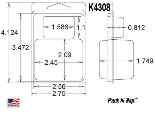 K4308: 875 - 4&#034;H x 3&#034;W x1.749&#034;D Clamshell Packaging Clear Plastic Blister Pack