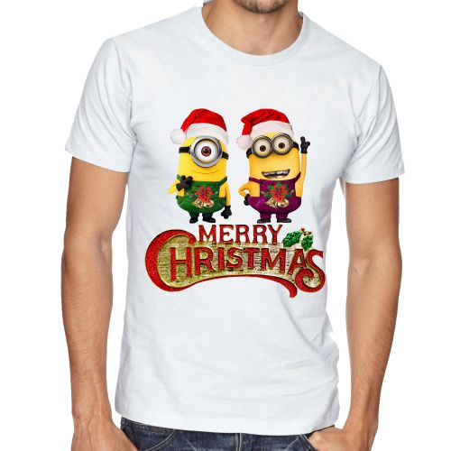 New Merry Christmas Funny Minion T-shirt White Minion Xmas GIF S,M,L,XL,XXL 3