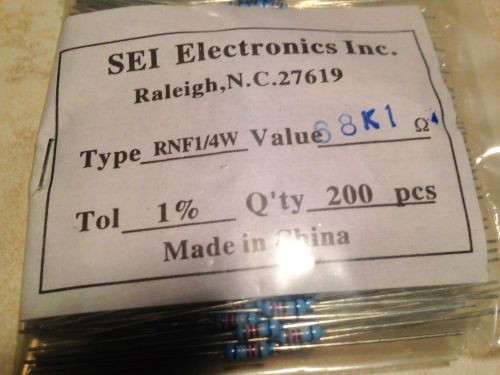 68.1 ohm 1/4 Watt 1% Carbon Film Resistors - Lot of 1000