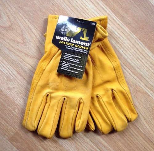 Wells lamont premium cowhide leather work gloves 1209l new, large for sale