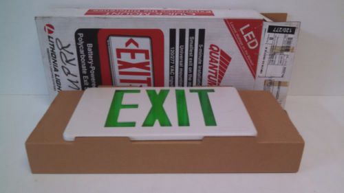 NEW OLD STOCK! LITHONIA QUANTUM POLYCARBONATE GREEN EXIT SIGN LQM-S-W-3-G 120/27