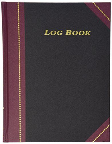 Adams Log Book, 8.13 x 10.38 Inches, Black Covers with Maroon Spine, 150 Pages