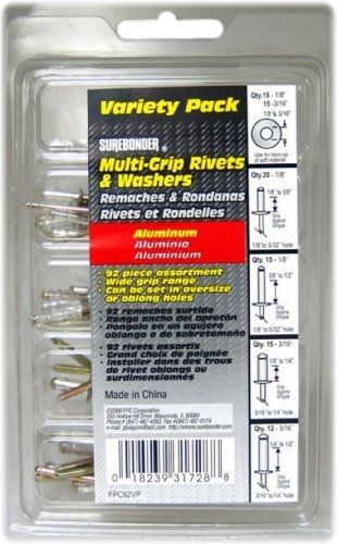 Surebonder FPC92VP Aluminum Multi-Grip Rivets, 92-Piece