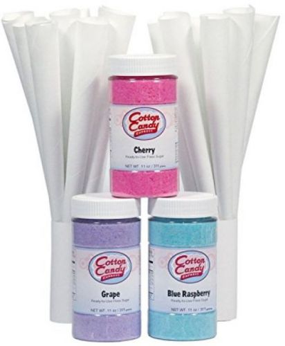 Cotton candy express fun pack with blue raspberry, cherry and grape floss sugar for sale