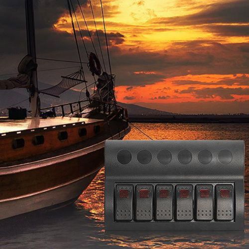 Sea protective boat rocker switch panel 6 gang indicator circuit breaker for sale