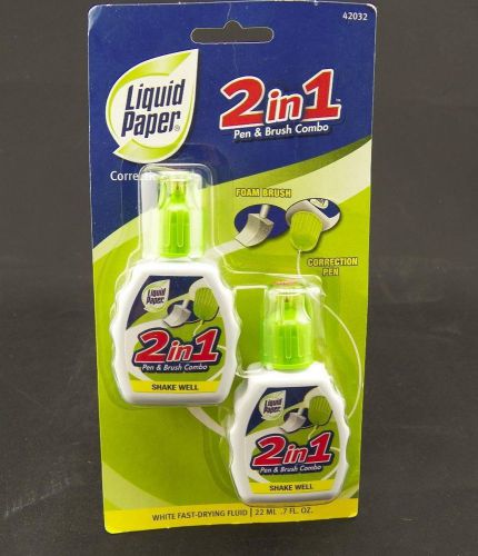 Liquid Paper 2-in-1 Correction Combo, 22 ml Per Bottle, White, Pack of 2 NOS