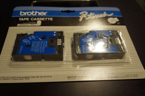 Brother P-Touch Tape Cassettes TC-20 1/2&#034; Black On White - Pack of 2