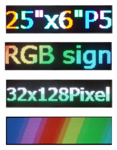 5Pcs 25&#034;x 6.5&#034; RGB Full Color LED Sign Programmable Scrolling Message Display
