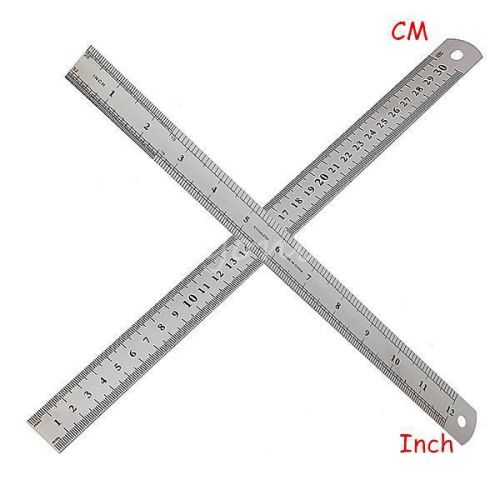 30cm 12inch stainless steel metal ruler precision double sided measuring tool for sale
