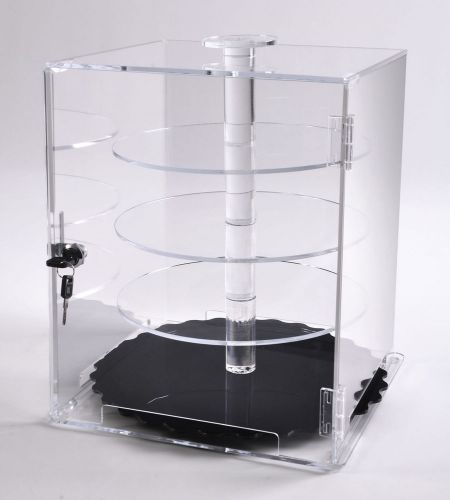 Display Case with 4 Rotating Shelves | Retail Display for Small Collectibles