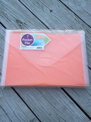 Pendaflex Orange Clear Plastic 7 Pocket File 42213 Accordion Storage