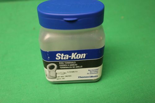 STA-KON 3KF91 T&amp;B RING Terminal 12 to 10 AWG, #10 bolt (pkg 50) Non insulated