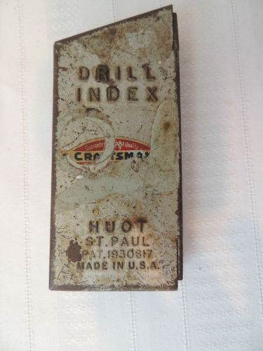 Vintage 1930 Craftsman Huot Drill Index St Paul USA ~ Metal Case and Some Bits