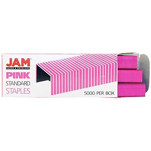 JAM Paper® Staples - Pink Standard Size Staples (.5 x .25 inch) - Box of 5000