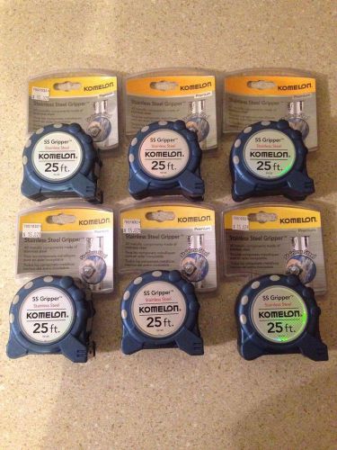 Komelon Stainless Steel Gripper 25 ft. Measuring Tape (SS125) (6 Tapes)