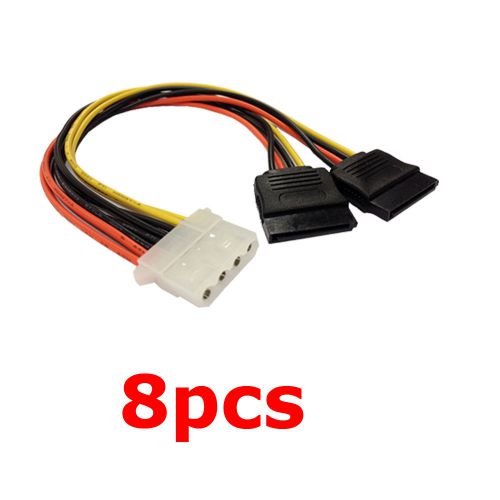 8 Pack 4Pin IDE Molex to 2 Serial ATA SATA Hard Drive Power Adapter Cable F. PC