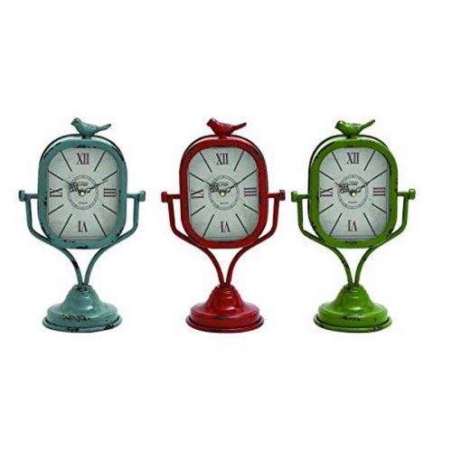 Deco 79 34924 Metal Table Clock 3 Assorted 9 by 15&#034; NEW