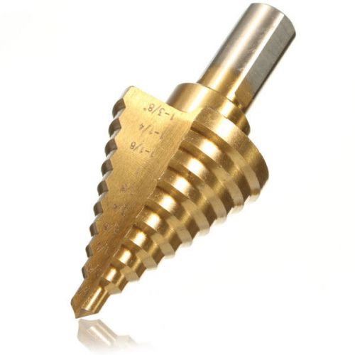 New 1/4 inch to 1-3/8 inch round shank titanium coated step drill bit for sale