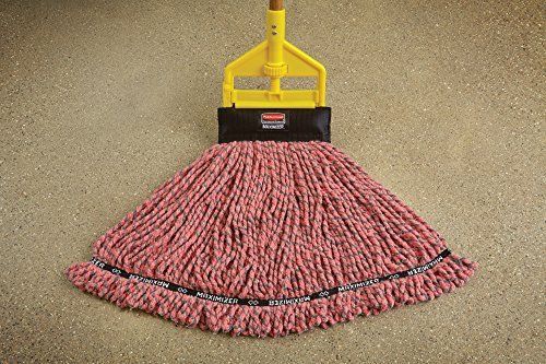 Rubbermaid commercial 1924816 maximizer mop head, microfiber blend, large, red for sale