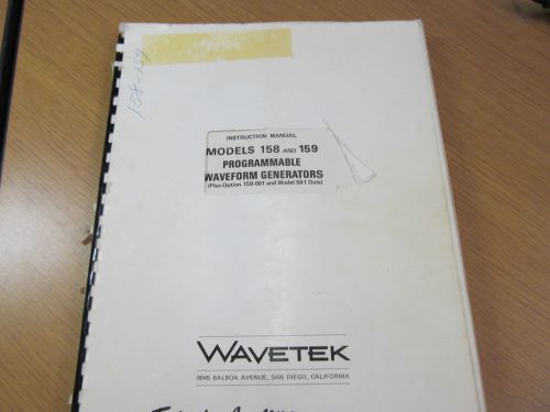 Wavetek 158,159 Progr Waveform Gen (plus opt 159-001 &amp; 581 Data) Inst Man c11/74