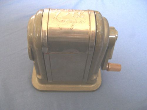 WORKS! Vintage BOSTON RANGER 55 PENCIL SHARPENER Used; Six Sizes Crank Operated