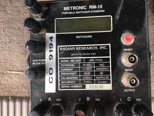 Radian Metronic RM-10-01 Portable Watthour Standard
