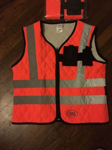 Cool Medics Neon Orange Contractor&#039;s Consturction Reflective Cooling Vest Large