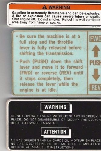 THREE HEAVY MACHINE DECALS STICKERS NICE WARNING ATTENTION PUSH FWD PUSH REV