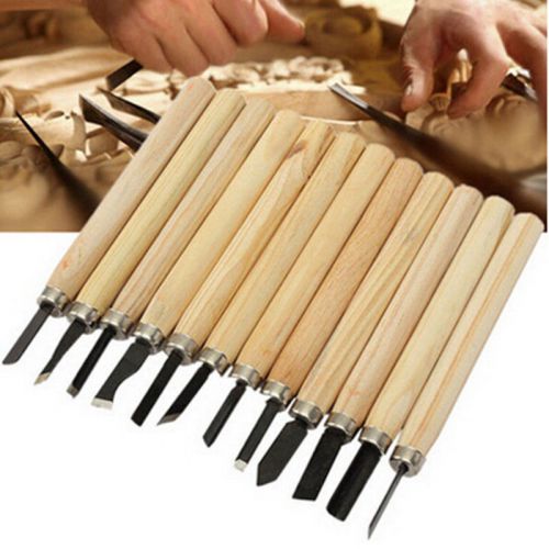 Knife Hand Set Wood 12pc Woodworkers Gouges Tool Carving Professional Chisel