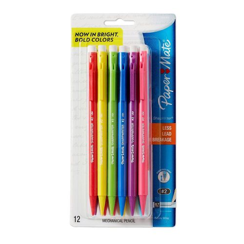 Paper Mate SharpWriter Pencils, 0.7mm, Assorted Colored Barrels, 12 Count