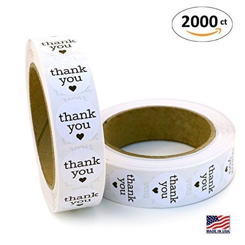 Garage Sale Pup 1 Inch Round Thank You Labels with Black Hearts, 1000 Stickers