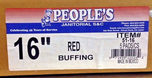 People&#039;s Janitorial Supplies 16&#034; Red Buffing Pads (Case of 5) BNIB! Many lots!