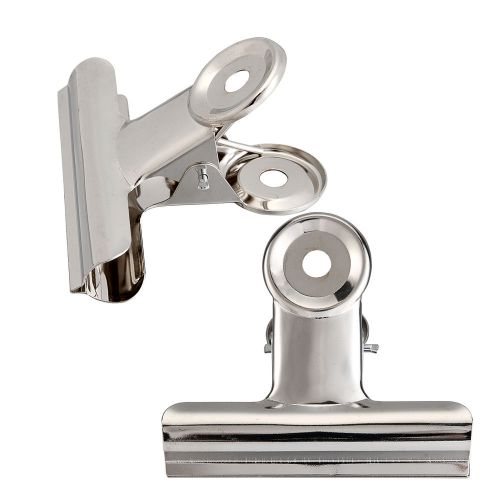 New 6pcs stainless steel bulldog clip paper/invoice/closure clip 75mm silver for sale