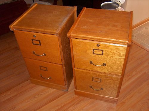 2 PIECES WOOD 2 DRAWER FILING CABINETS