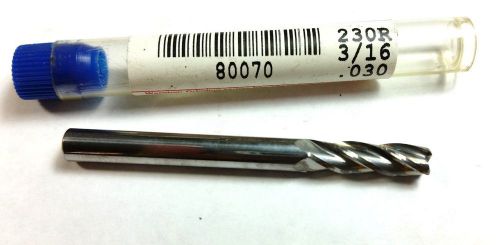 3/16&#034; 80070 Garr Carbide 4 Flute .030 CR End Mill (P 938)