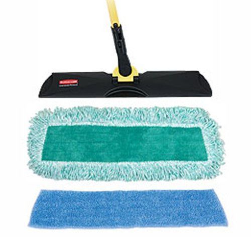 Mopping kit, with 18&#034; frame, 52&#034; steel handle, wet/dry pad (rubq10120) catego... for sale
