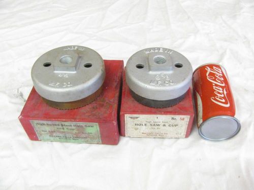 2 new millers falls no. 58 &amp; 66, 3-5/8&#034; &amp; 4-1/8&#034; high speed hole saw &amp; cup for sale