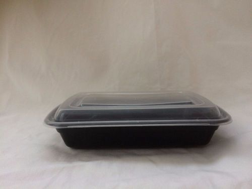 50 pc-set 28 oz. Black Rectangular Microwaveable Food Take-Out Containers w/Lid