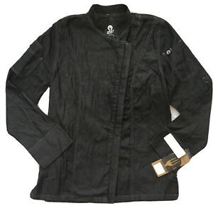 chef works Urban Collection Full Zip jacket Shirt NWT Black Lightweight Denim M