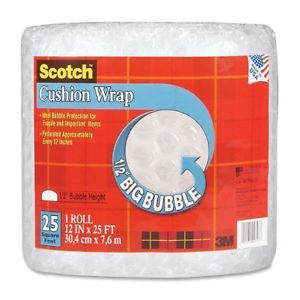 Scotch Cushion Wrap, 12 Inches x 25 Feet, 1/2-Inch Bubble (BB7912-25)