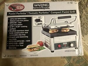 Waring WPG150 Compact Italian Style Panini Grill 120 Volt Ribbed top/bottom wow!