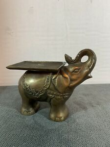 Heavy Bronze Lucky Elephant Business Card Holder Coin Key Butler Statue Figurine
