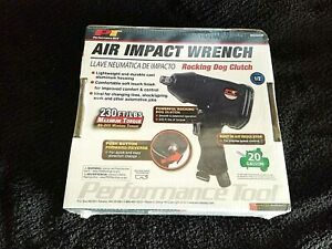 Performance Tool  1/2&#034; Air Impact Wrench 230 FT/Lbs max, Rocking Dog Clutch