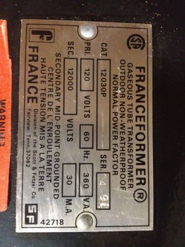 France 120 volt to 12000 volt neon transformer for sale