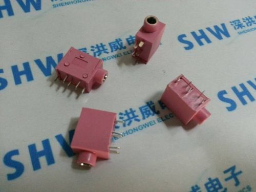20pcs 3.5mm female audio connector 5 pin dip stereo headphone jack pj-325 pink for sale