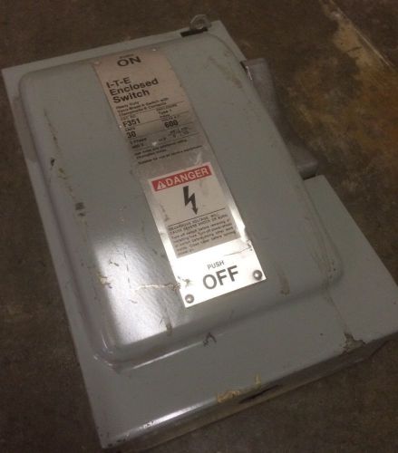 Siemens ITE Heavy Duty 3 Pole 30 Amp 600 Volt Disconnect Switch F351 Old Style