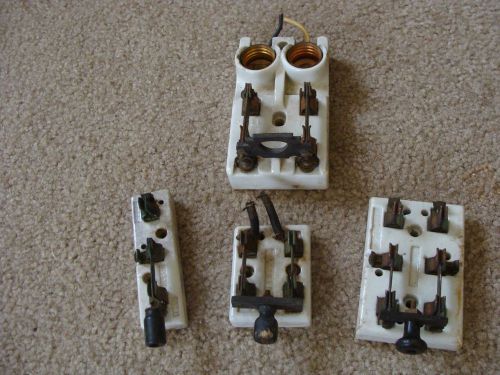 Lot of 4 Vintage Porcelain Single &amp; Double Throw Knife Switches Steam Punk
