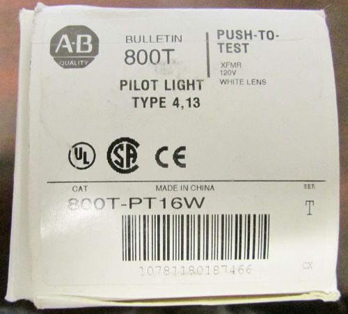ALLEN BRADLEY White Lens Indicating Pilot Light 120V 800T PT16W
